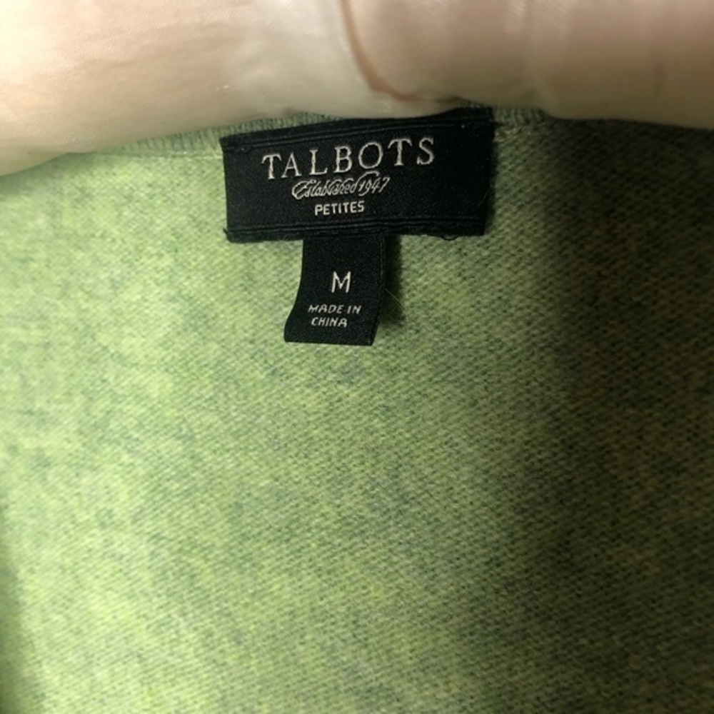 Talbots Green Button Down Lambs Wool Cardigan - image 2